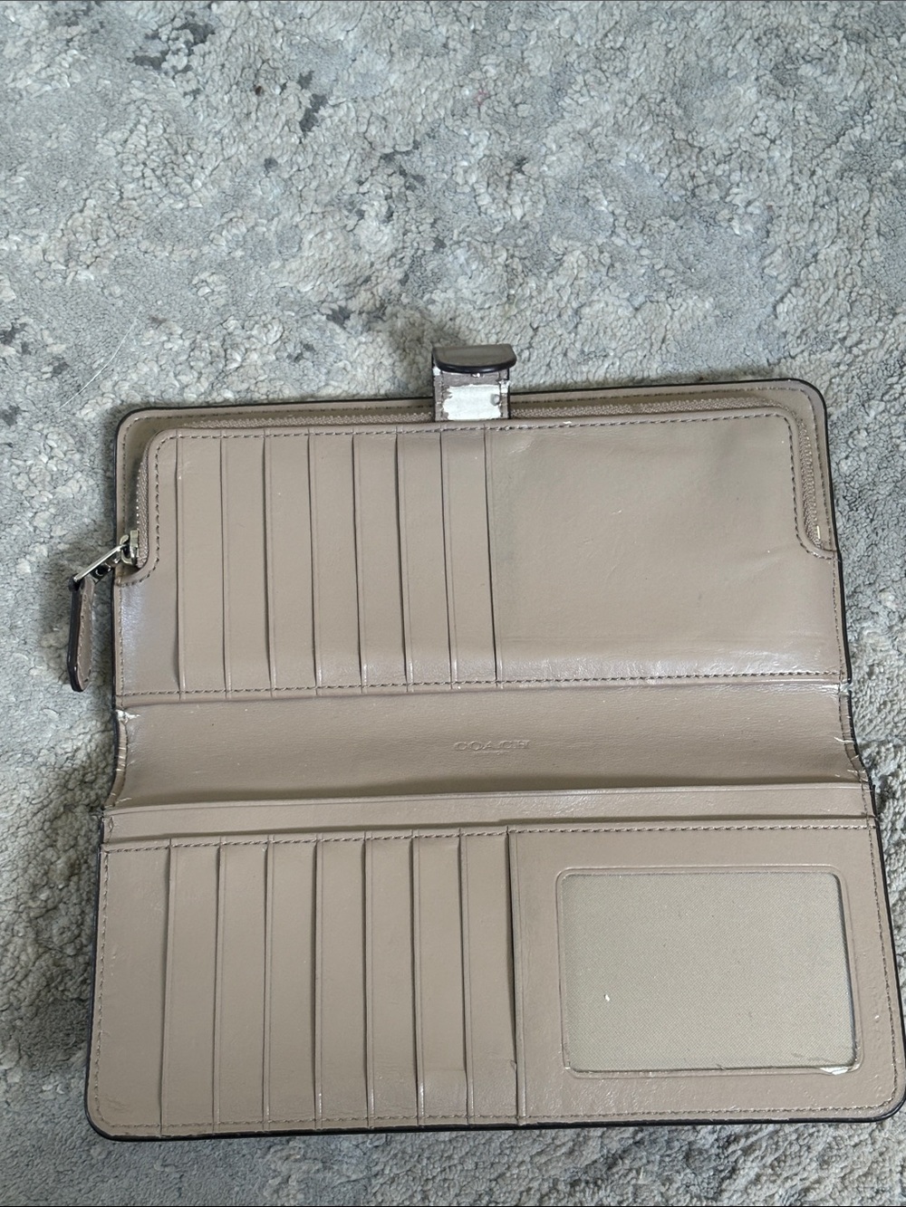 Coach Taupe Zip-Around Leather Wallet with Silver Logo lots of wear see pics. - Picture 7 of 9